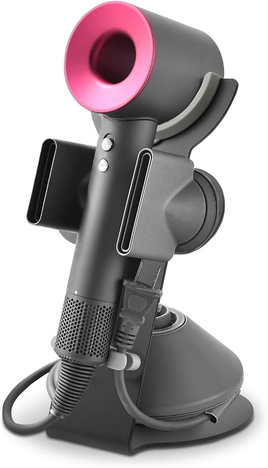 Hair Dryer Holder Stand Compatible with Dyson, Magnetic Stand with Power Plug Cable Organizer, Countertop Blow Dryer,Diffuser and Nozzles Bracket- Rust Resistant Organizer for Bedroom Washroom and Bathroom