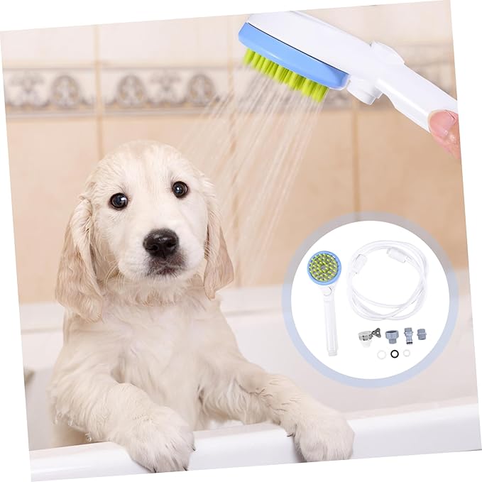 Totority Pet Shower Sprayer with Hose and Massaging Scrubber Brush Multifunctional Dog Bathing Tool for Grooming Efficient Rinse and Comfortable Pet Massage