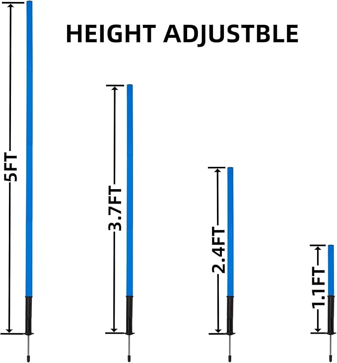 5FT Agility Training Poles for Soccer,Basketball,Football,Dog,Horse Training-Adjustable Speed and Agility Training Equipment Sports Training Sticks with Ground Spring Nails and Storage Bag