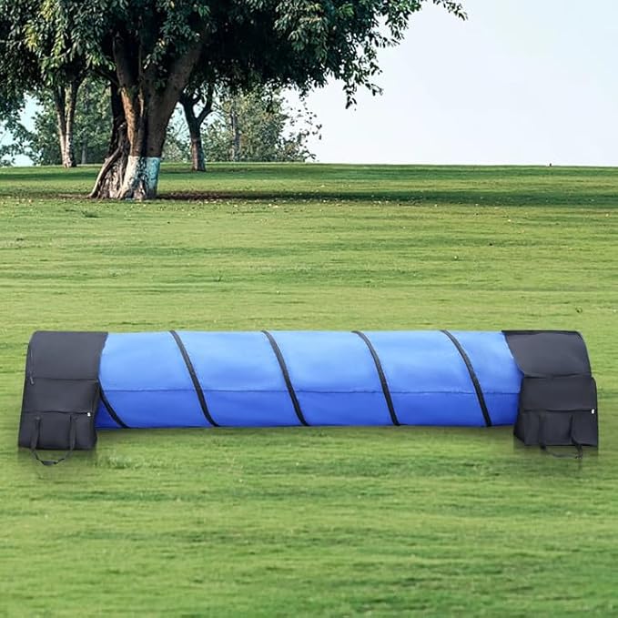 10 Foot Dog Agility Tunnel with Sandbagsl - Premium Dog Agility Equipment for Effective Pet Agility Training.