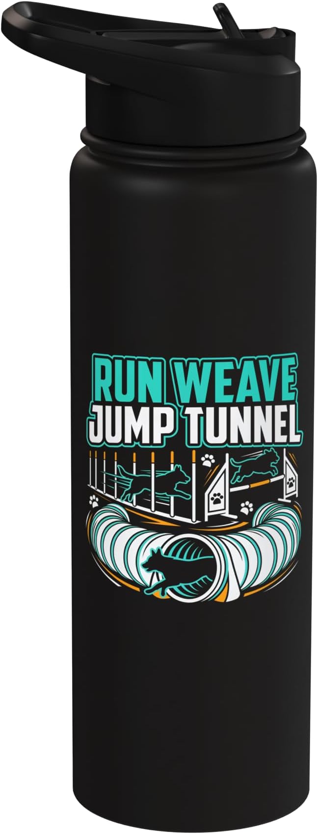 Run Weave Jump Tunnel Dog Agility Stainless Steel Insulated Water Bottle