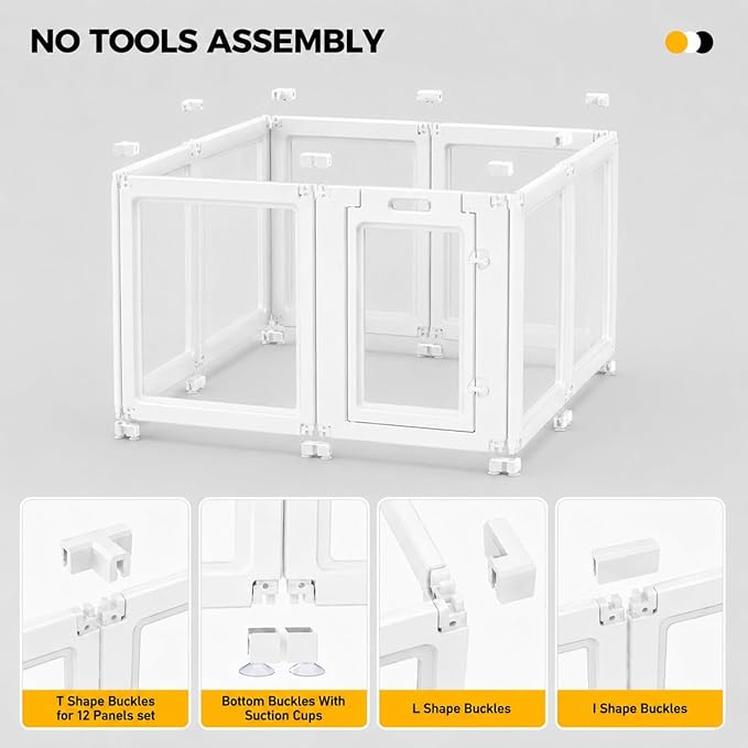 EVERFRONT Clear Acrylic Dog Playpen - Clear Dog Play Pen - Easy Assemble Acrylic Dog Playpen - Puppy Playpen, Cat Playpen, Small Animal Playpen, Dog Play Pen Indoors