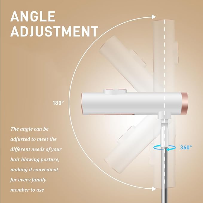 Lazy Hair Dryer Stand Hands Free, Freestanding Hair Dryer with Holder, Adjustable Height and Angle, Home Air Blower for Elderly, Disabled,Pet