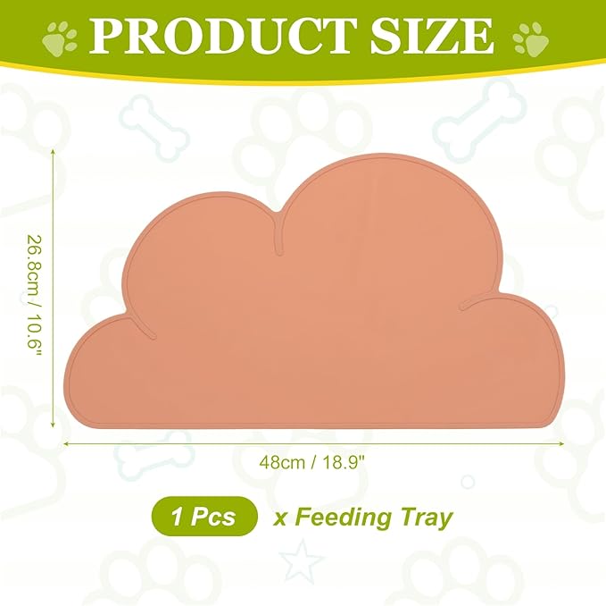 Silicone Pet Feeding Mat, Waterproof Dog Cat Food Bowl Placemat Tray Anti-Slip with Raised Edge Foldable Heat-Resistant (Dark Pink, Cloud Shape), Intended for Cat Dog Water Bowl