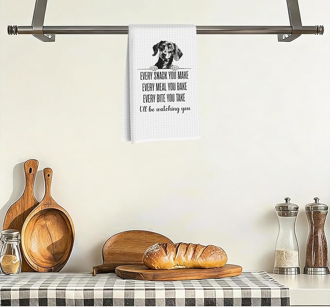 Cute Dachshund Kitchen Towels 24x14 Inch, Dachshund Gifts for Woman Mom, Reusable Microfiber Hand Towels for Kitchen Bathroom Decor, Waffle Weave Absorbent Dish Towel Tea Towel, Cute Wiener Dog Gifts