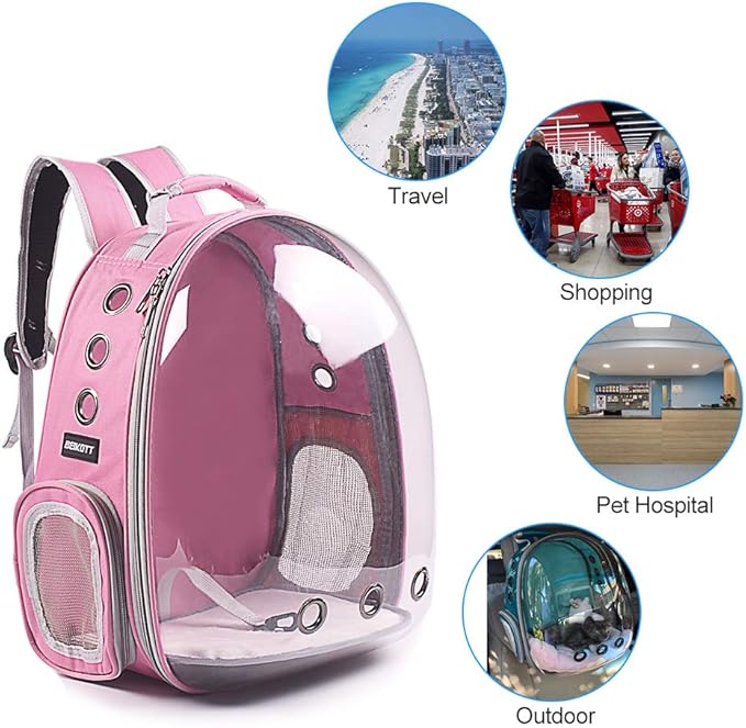 Cat Backpack Carrier, Pet Backpack, Breathable Cat Dog Space Capsule Backpack, Airline-Approved for Small Cats Dogs Birds Bunny Travel Hiking