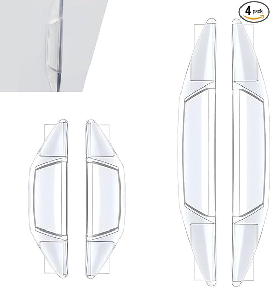 4 PCS Car Door Bumper Protectors, Anti-Collision SRS Cushioning Strip, High Elasticity Waterproof Guard Sticker, Universal Self-Adhesive Protector Trim for Door Rearview Mirror (Transparent)