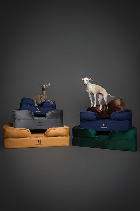 NOAH & PAW XL Dog Bed, 45x35x9.1 Inch, Orthopedic Large Dog Beds, Eggshell Memory Foam Infused with Cooling Gel, Waterproof, Machine Washable, Includes Inner Cover (Faux Leather)