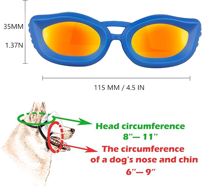 Dog Goggles Small Breed, UV/Wind/Dust/Fog Protection Pet Sunglasses with Adjustable Strap,Outdoor Dog Sunglasses for Small Dogs,Easy Wear