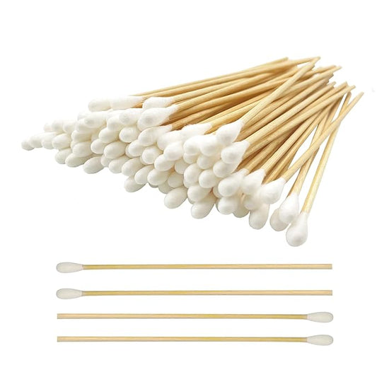 6 Inch Long Cotton Swabs,500pcs Cotton Swabs,Long Cotton Swabs with Wooden Handle,Great for Gun Cleaning,Pet Care and Makeup