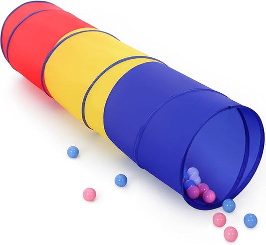 Hoohtoot Kids Play Tunnel Tent for Toddlers, Colorful Pop Up Crawl Through Passage, Indoor & Outdoor Tunnel Toy for Kids Backyard Playset, Dog Cat Pet Pipe (Red, Yellow and Blue Mesh Tunnel)