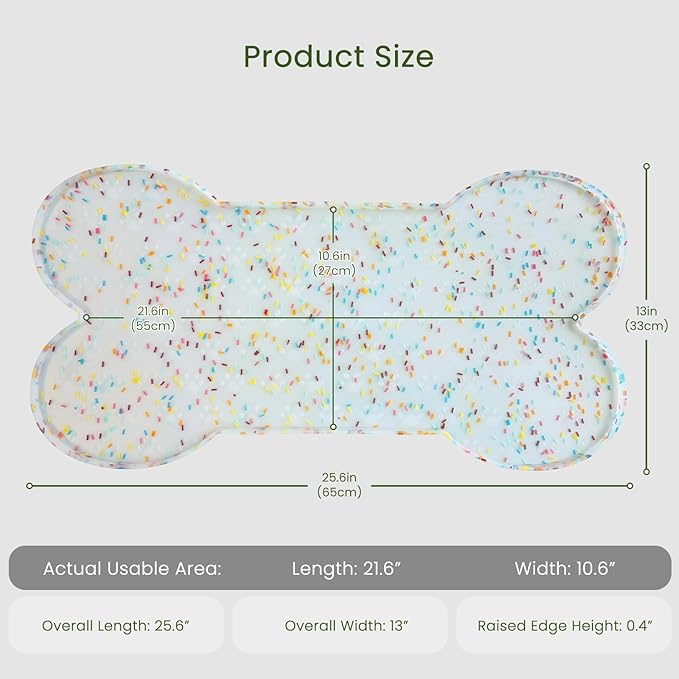 PWTAA Dog Food Mat Anti-Slip Silicone Dog Bowl Mat Thicker Pet Placemat Waterproof Cat Feeder Pad with Raised Edge Puppy Kitten Feeding Mats Suitable Small Medium-Sized Dogs Cats Eating Tray
