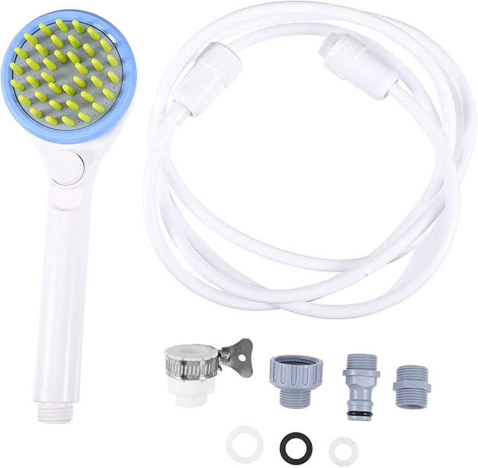 Pet Shower Combing Sprayer with Hose Eco Friendly Abs Dog Bath Brush for Puppy Grooming and Massage One Handed Rinse and Scrub Tool for Comfortable Pet Bathing