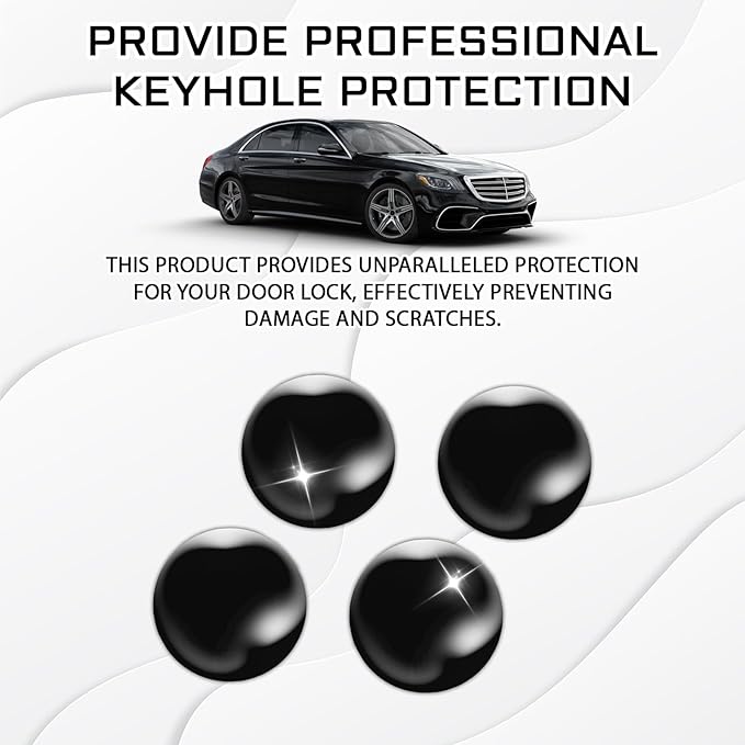 4PCS Car Door Keyhole Lock Covers, Door Entry Guard Shield Screw Cover Stickers, Universal Car Door Key Hole Protector Decor Decoration for Most Car,SUV,Turck (Black)