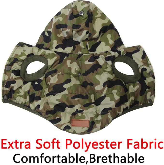 Vecomfy Fleece Lining Extra Warm Dog Hoodie in Winter for Large Dogs Jacket Pet Coats with Hooded,Green Camo XXXL