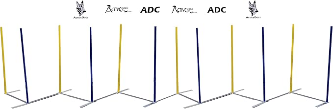 ActiveDogs Agility Above Ground Weave Poles - Outdoor Dog Obstacle Agility Training Exercise Equipment (Competition Weave Pole System - 12 Pole)