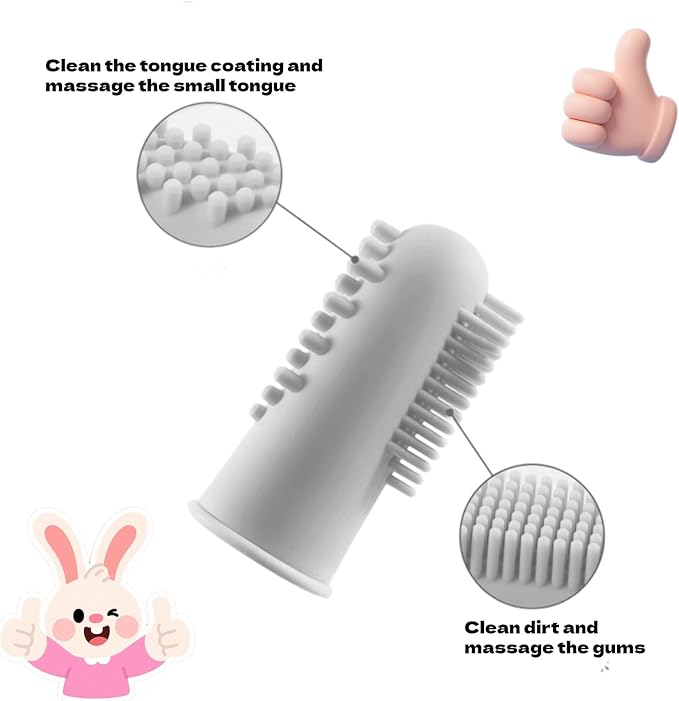 4Pcs Cat & Dog Toothbrush Dual-Head Finger Toothbrush Silicone Dental Brush for Puppy & Kitten Teeth Cleaning