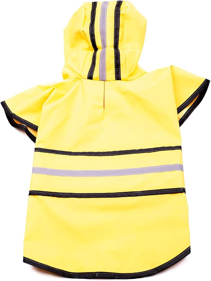 SPOT Rainy Days Slicker - Yellow Dog Rain Jacket With Hood, Reflective Strip for Safety, Leash Hole & Adjustable Velcro Belly Strap, 100% Polyester Water Resistant Pet Raincoat - XX-Large, 25in Long