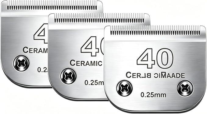 3PCS 40 Blades Dog Grooming Replacement Blades Compatible with Andis Dog Clipper,Ceramic Blade & Stainless Steel Blade