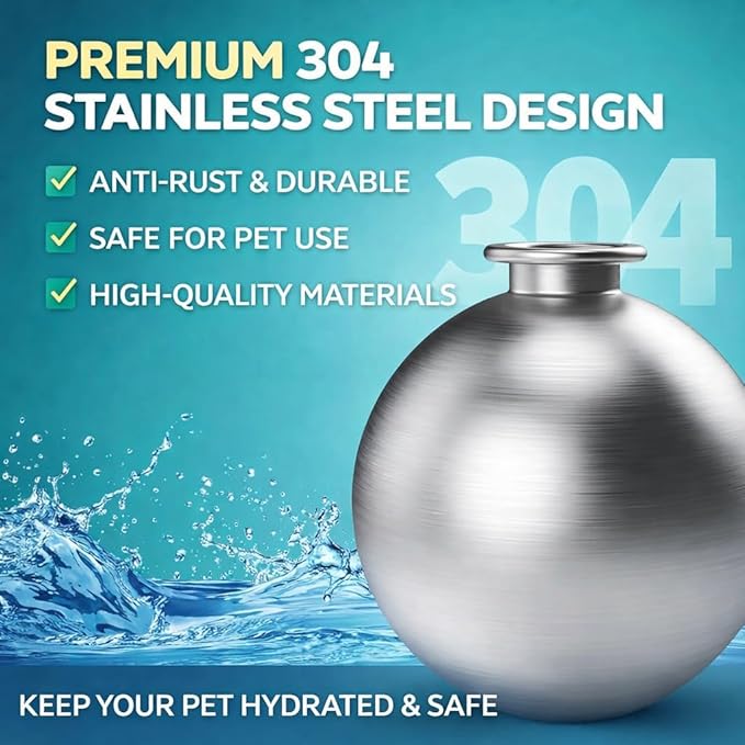 Portable Dog Water Ball, 2-in-1 Foldable Pet Water Bottle, Large-Capacity 304 Stainless Steel Cup with Foldable Silicone Bowl, Leak-Proof & Travel-Friendly, Suitable for Walks and Hiking (Blue1)