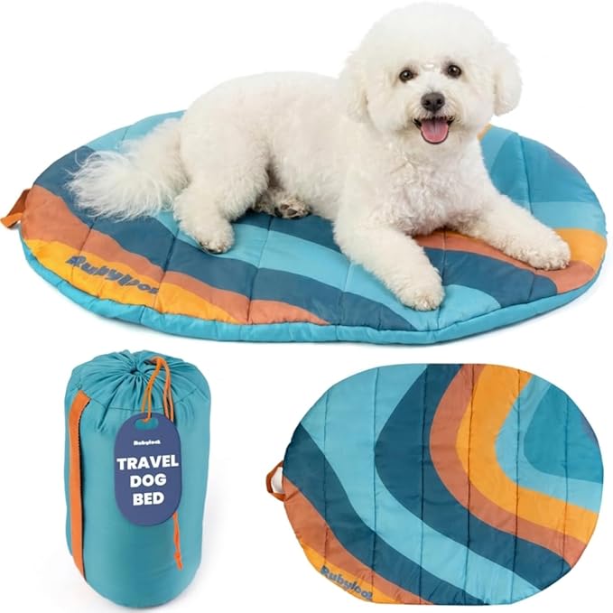 Travel Dog Bed (30" x 22") – Foldable & Packable for Travel, Road Trip, Camping – Lightweight, Water Resistant & Cozy with Soft Padding – Compact, Portable & Machine Washable – Small Breeds: Teal