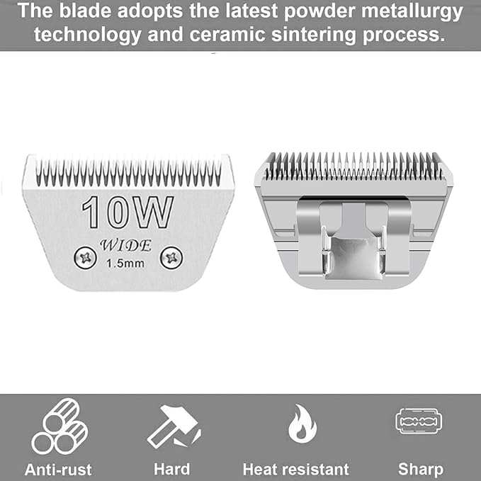 3PCS Wide Blades for Dog Grooming Blades Compatible with Andis,Oster A5,Wahl km10 Dog Clippers Stainless Steel Blades for Animal Dog,Cat,Horse,Silver Size #10W+30W+5FW