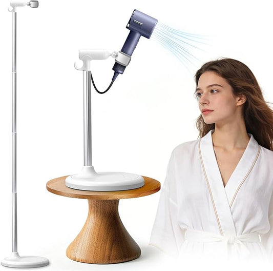 Hair Dryer Stand Hands Free, 17-51in Height Adjustable, 360-Degree Rotating Blow Dryer Stand, Universal Grip Works for 99% Blow Dryer, Metal Hair Dryer Holder Stand for Bathroom, Vanity, Makeup Room