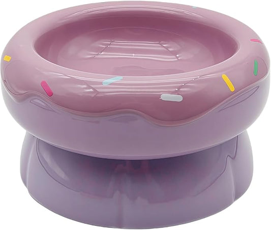 Donut Duo Ceramic Dog Bowl, Dog Water Bowl and Dog Food Bowl, Pet Bowls (Purple)