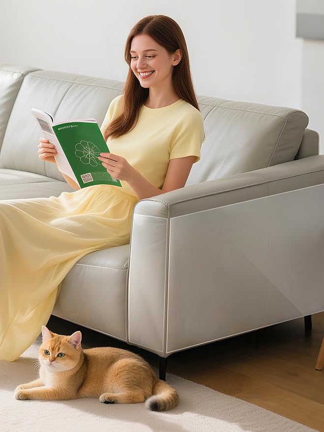 136x12in Cat Scratch Furniture Protector - Specially Designed for Leather Furniture, Transparent Cuttable Anti-Scratch Couch Protector, No Pins