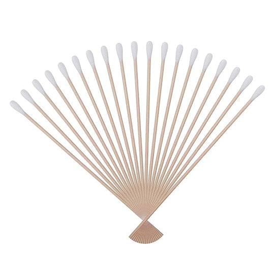6 Inch Long Cotton Swabs,Single Round Tips with Wooden Handle for Gun Cleaning,Pet Care and Makeup