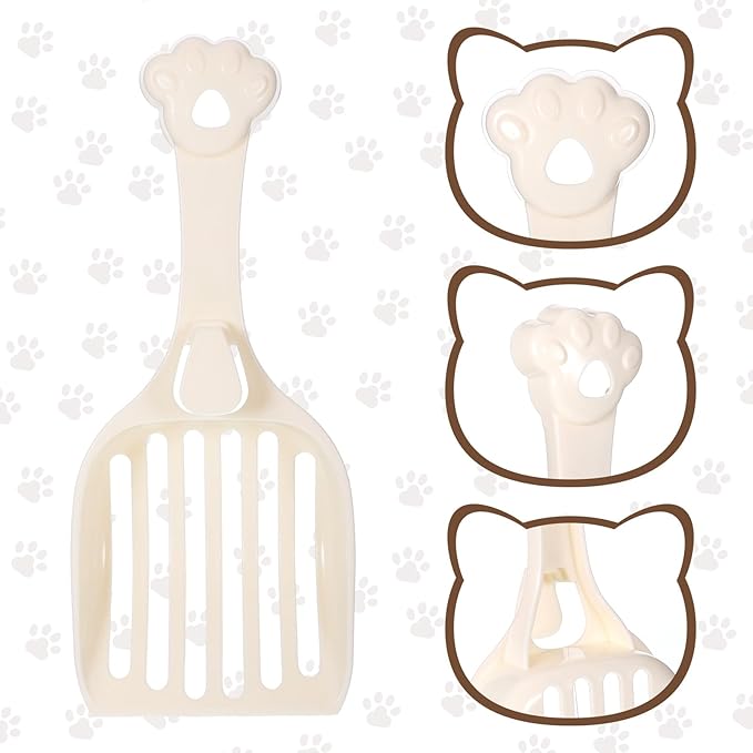 COMNICO Cat Litter Scoop, Durable Plastic Kitty Litter Sifter Scooper with Wide Slats Comfy Handle Deep Shovel Pooper Lifter Captures All Clumps for Easy Sifting Pine Pellets Box (Milky White)