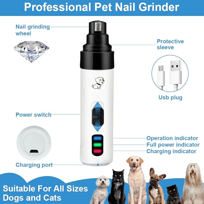 2026 New Dog Nail Clippers Silent, Quiet Dog Nail Grinder, Painless Paws Grooming & Smoothing, Electric Pet Nail Trimmer for Cats and Other Animals, Ideal for Sensitive Dogs of All Breeds & Sizes