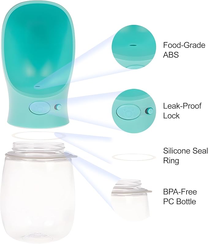 Portable Dog Water Bottle with Bowl – Leak Proof, Lightweight Travel Water Bottle for Dogs. (Black, 350 ml)