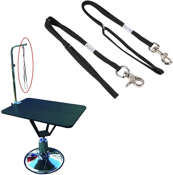 Pet Grooming Loop for Dogs, Adjustable Nylon Restraint Noose with Metal Snap, Safety Tether Strap for Grooming Table Arm, Bathing Restraint for Small Medium Large Dogs (20 inch)
