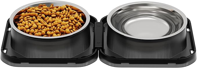 2PCS Stainless Steel Dog Food and Water Bowls Set, Freely Combinable Feeding Set for Dogs Cats, Spill Proof Neater Dog Bowls, Non-Slip Pet Feeder Bowl Dogs Water Bowl for Puppy Breed