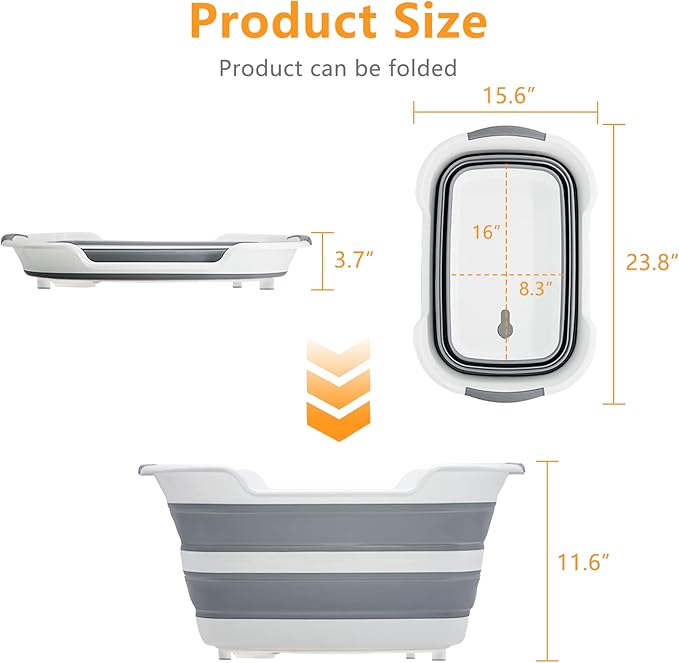 Goderewild 7.1 Gal/27L Multipurpose Collapsible Pet Bathtub Upgraded with Drainage Hole and Pet Hair Collector for Bathing/Shower, Portable Laundry Basket-Foldable Bathing Tub-Storage Organizer.