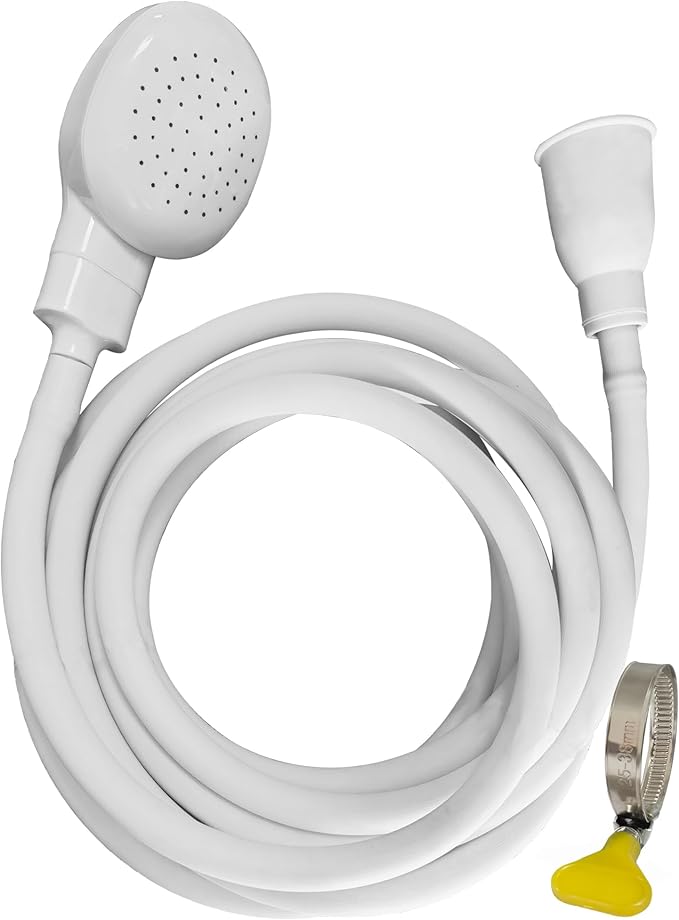Portable Shampoo Sink Spray Hose, Faucet Attachment with Nozzle for Hair Washing, Baby & Pet Bathing, Vegetable Rinsing, White (White, 5M/16.4FT)
