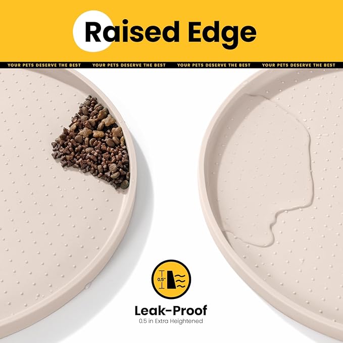 Conlun Dog Food Mat,Raised Edges Pet Food Mats for Spill Containment,BPA-Free Silicone Cat Dog Feeding Mat for Floor Waterproof,Rubber Pet Placemats for Food and Water Bowls 1/2 Inch