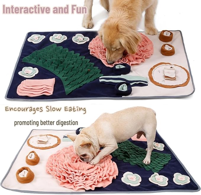 Dog Snuffle Mat Slow Feeding Mats Sniffing Puzzle Toys Interactive Burrow Activity Hide and Seek Enrichment Toys for Foraging Training Dog Gifts for Small Medium Large Dogs (Dinning Set)