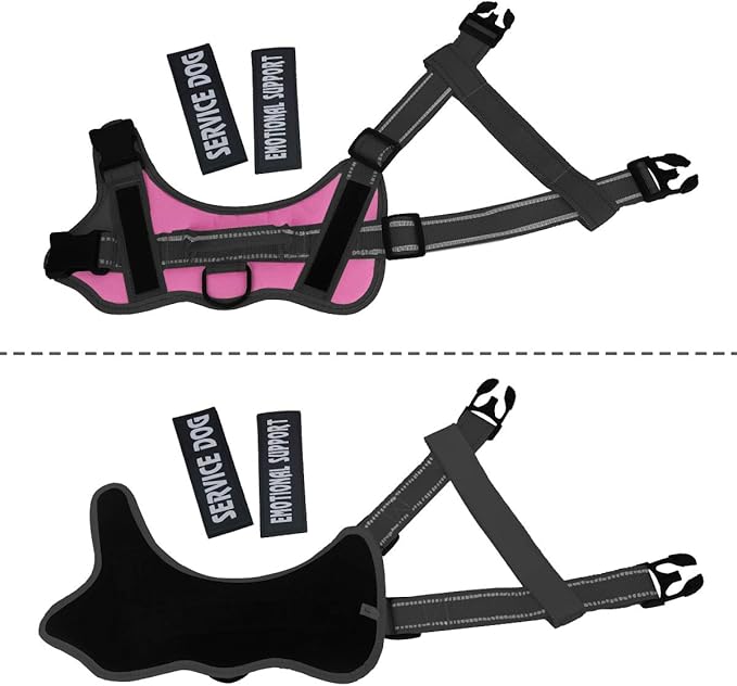 voopet Service Dog Harness, Emotional Support Pet Vest Harness, Reflective Breathable & Adjustable No Pull ESA Harness for Small Medium Large Dogs (with 4 PCS Removeable Tags),X Large (Pack of 1)