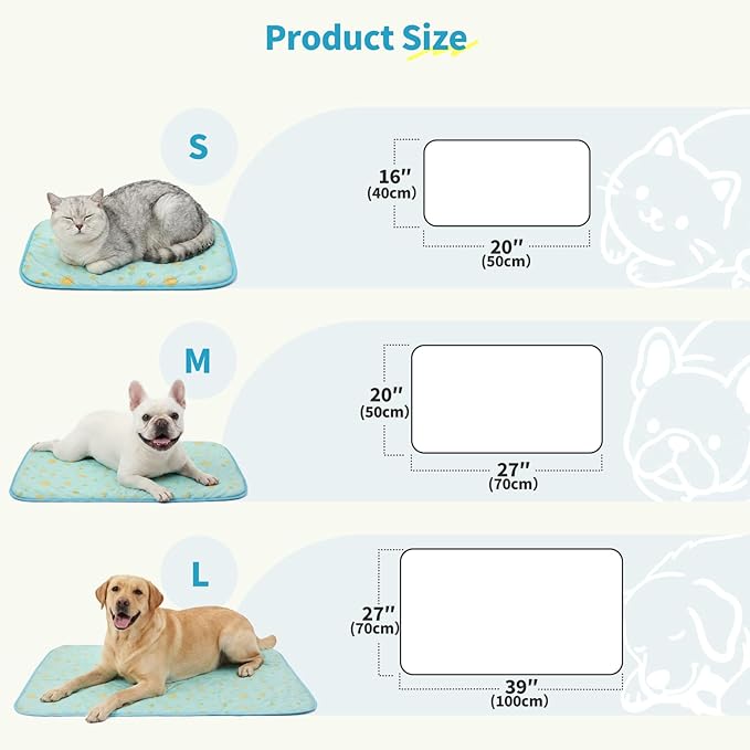 NWK Pet Cooling Mat - Ice Silk Cooling Mat for Dogs & Cats Portable & Washable Pet Cooling Blanket, Car Seats, Beds for Summer (1, Green Fruit, 27‘’ X 39‘’ X 0.3'')