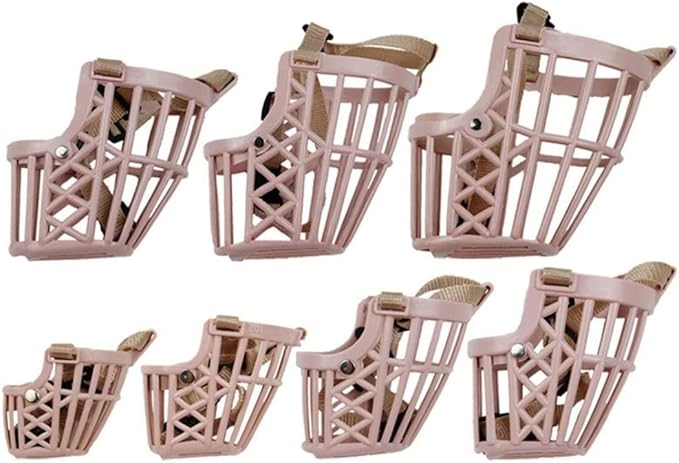 7pcs/Set Softness Plastic Dog Muzzle, Anti Bite Adjustable Pet Basket, Dogs Training Mouth Cover Mesh Cage, Breathable Comfortable, for Small, Medium and Large Dogs Care