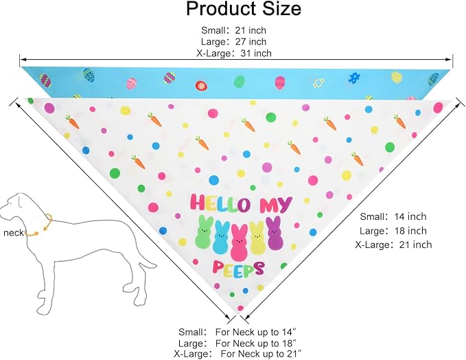 Easter Dog Bandanas 2PCS-Small,Adjustable Holiday Party Pets Rabbit Easter Egg Outfits,Triangle Reversible Pet Scarf for Boys and Girls,Dog Costume Gifts for Puppy Cats Pets