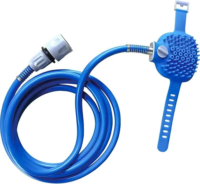Pet Shower Brush Sprayer Dog Bath Sprayer Cat Grooming Tool – Adjustable Wrist Strap, Multi-Spray Modes, Flexible Hose – Faucet Attachment for Pet Bathing, Massage Bristles for Anxiety Relief