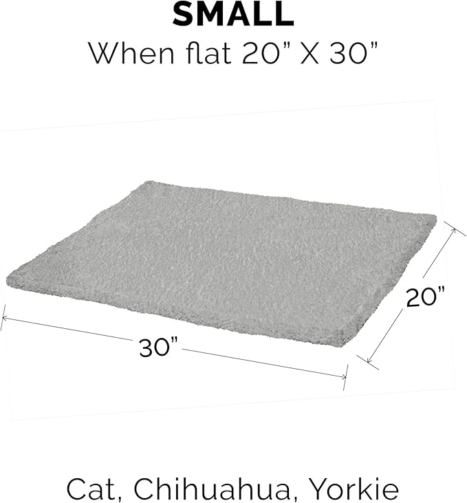 Furhaven Waterproof & Self-Warming Throw Blanket for Dogs & Indoor Cats, Washable & Reflects Body Heat - Soft-Edged Terry & Sherpa Dog Blanket - Silver Gray, Small