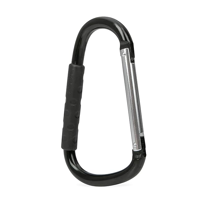 Nuby Large Handy Hook Carabiner Stroller Clip with Textured Soft Grip - Black (Pack of 2)