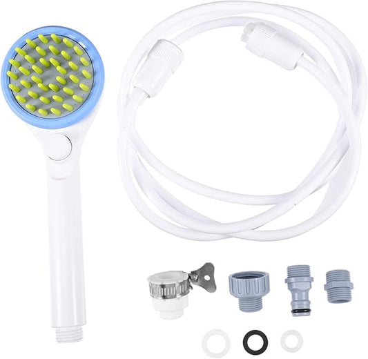 Abaodam Dog Shower Sprayer with Hose and Massage Brush Abs Pet Bathing Tool for Long Hair Rain Like Stream for Gentle Rinse and Easy One Hand Control