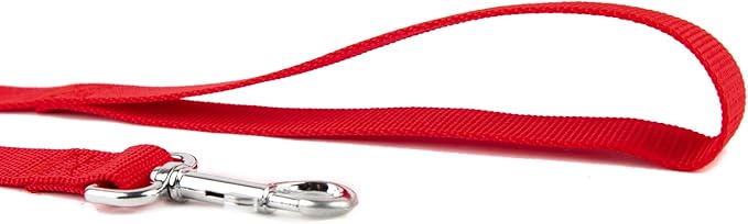 Nylon Dog Training Leash, Traction Rope, 4Ft /5 Foot /6 Feet Long, 5/8 inch 3/4 Inch 1 Inch Wide, for Small and Medium Dogs (1'' x 8 FT, Red)