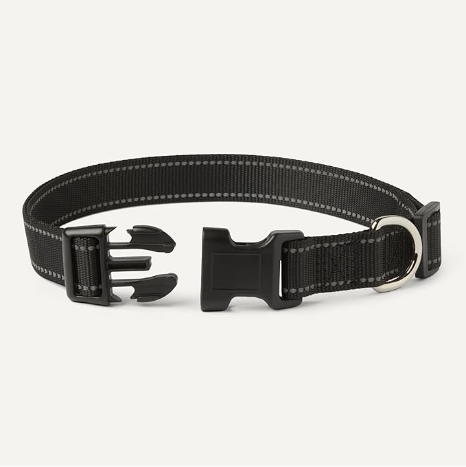 Amazon Basics Polyester Dog Collar XL, Adjustable Length 21"-37", 1.4" W, Black