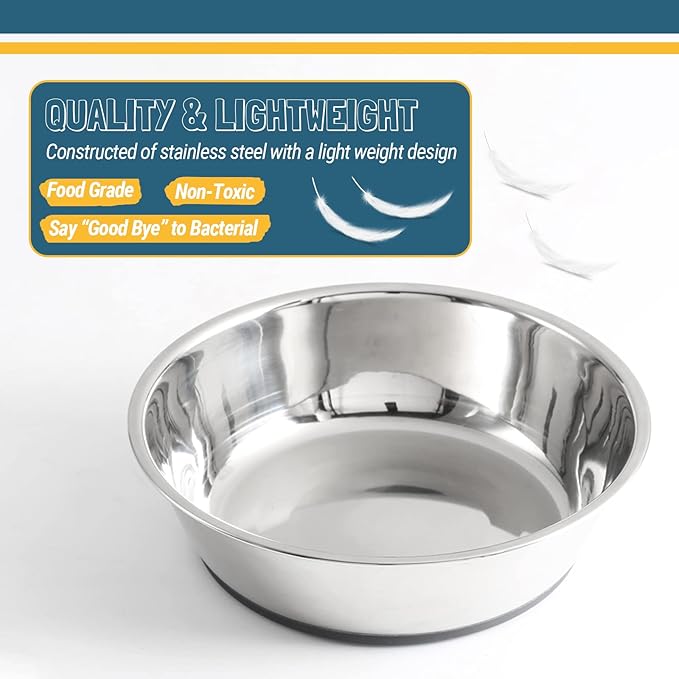 PEGGY11 Lightweight Stainless Steel Cat Bowls - 3 Cup, Single Pack